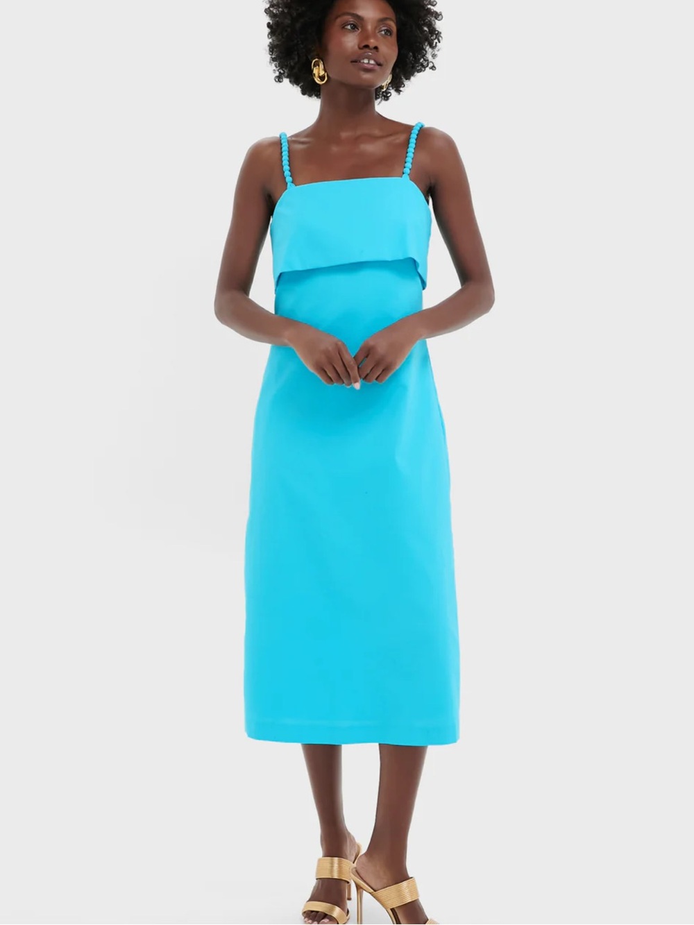 Hyacinth House by Tuckernuck Aqua Linen Azura Midi Dress Size M